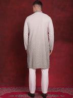 Jompers Men's Sequins Embroidered Kurta with Pyjama - Pista | Grocsy