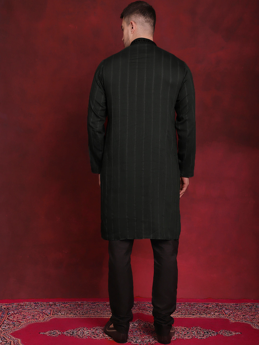 Jompers Men's Sequins Embroidered Kurta Pyjama Set - B-Olive | Grocsy