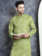 Jompers Men's Printed Kurta with Churidar - Olive | Grocsy