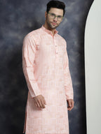 Jompers Men's Printed Kurta with Churidar - Peach | Grocsy