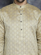 Jompers Men's Beige Woven Design Kurta with Pyjama - Beige | Grocsy