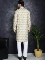 Jompers Men's Golden Foil Printed Kurta with Pyjama - Golden | Grocsy