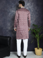 Jompers Men's Sequins Embroidered Kurta Pyjama Set - Megenta | Grocsy