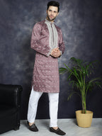 Jompers Men's Sequins Embroidered Kurta Pyjama Set - Megenta | Grocsy