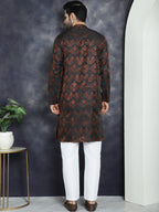 Jompers Men's Bronze Silk Blend Straight Kurta Pyjama Set | Grocsy
