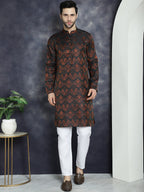 Jompers Men's Bronze Silk Blend Straight Kurta Pyjama Set | Grocsy