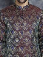Jompers Men's Purple Silk Blend Straight Kurta Pyjama Set | Grocsy