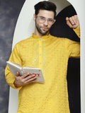 Jompers Men's Sequins Embroidered Kurta With Pyjama - Mustard | Grocsy
