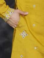 Jompers Men's Embroidered Kurta With Pyjama - Mustard | Grocsy