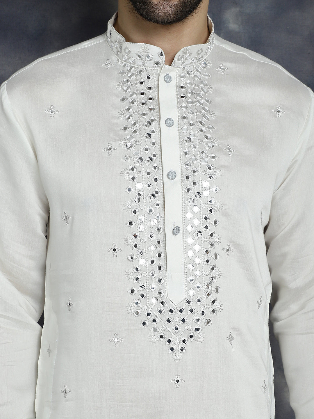 Jompers Men's Embroidered Kurta With Pyjama - White | Grocsy