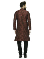 Jompers Men's Maroon & Black Woven Design Kurta with Churidar | Grocsy