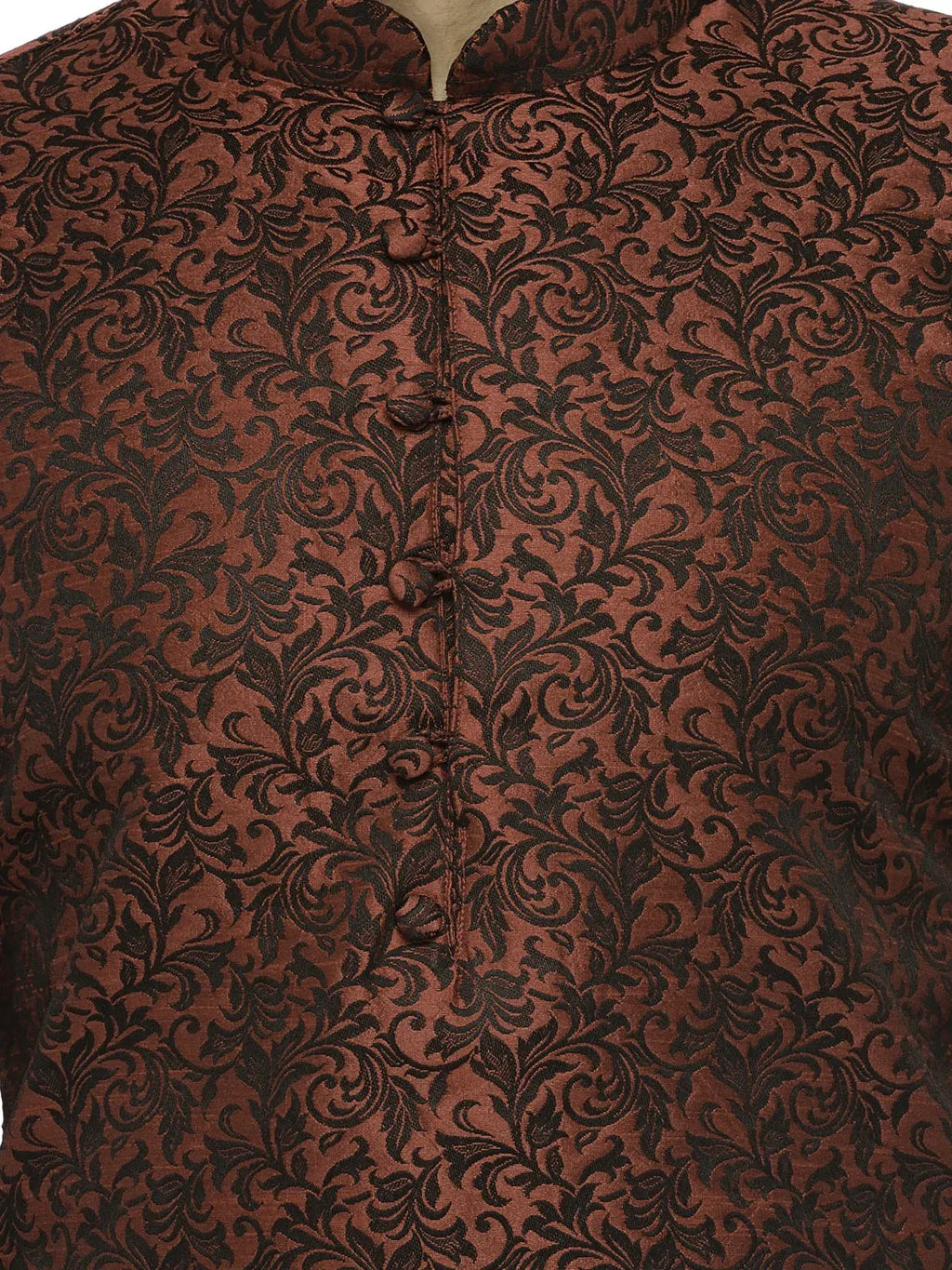 Jompers Men's Maroon & Black Woven Design Kurta with Churidar | Grocsy