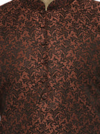 Jompers Men's Maroon & Black Woven Design Kurta with Churidar | Grocsy