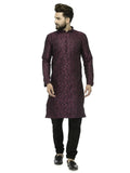 Jompers Men's Purple & Black Self Design Kurta with Churidar | Grocsy