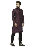 Jompers Men's Purple & Black Self Design Kurta with Churidar | Grocsy