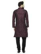 Jompers Men's Purple & Black Self Design Kurta with Churidar | Grocsy