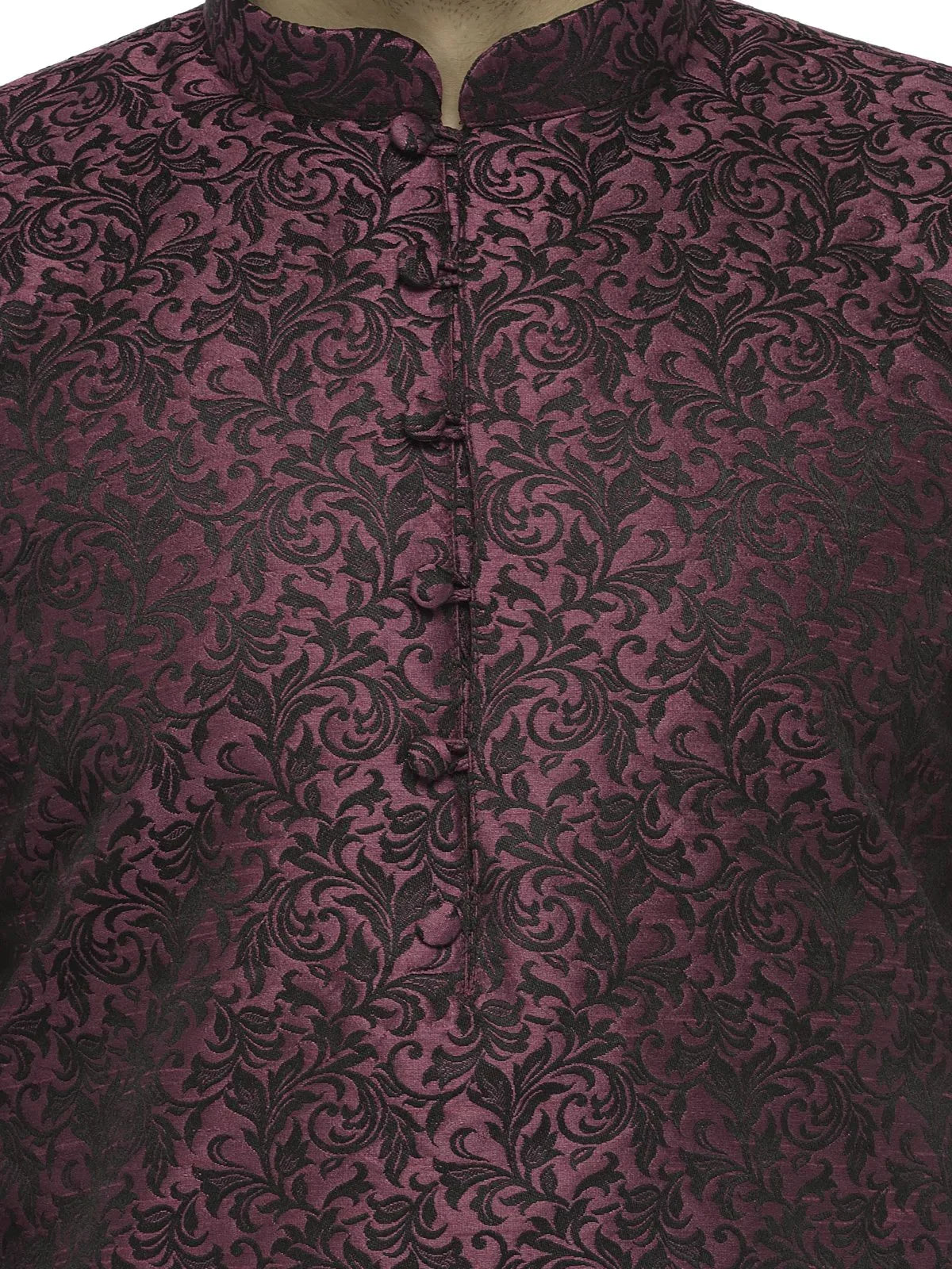 Jompers Men's Purple & Black Self Design Kurta with Churidar | Grocsy