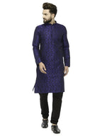 Jompers Men's Royal Blue & Black Self Design Kurta Only | Grocsy
