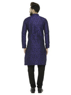 Jompers Men's Royal Blue & Black Self Design Kurta Only | Grocsy