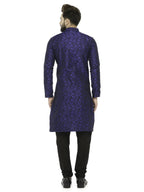 Jompers Men's Royal Blue & Black Self Design Kurta with Churidar | Grocsy