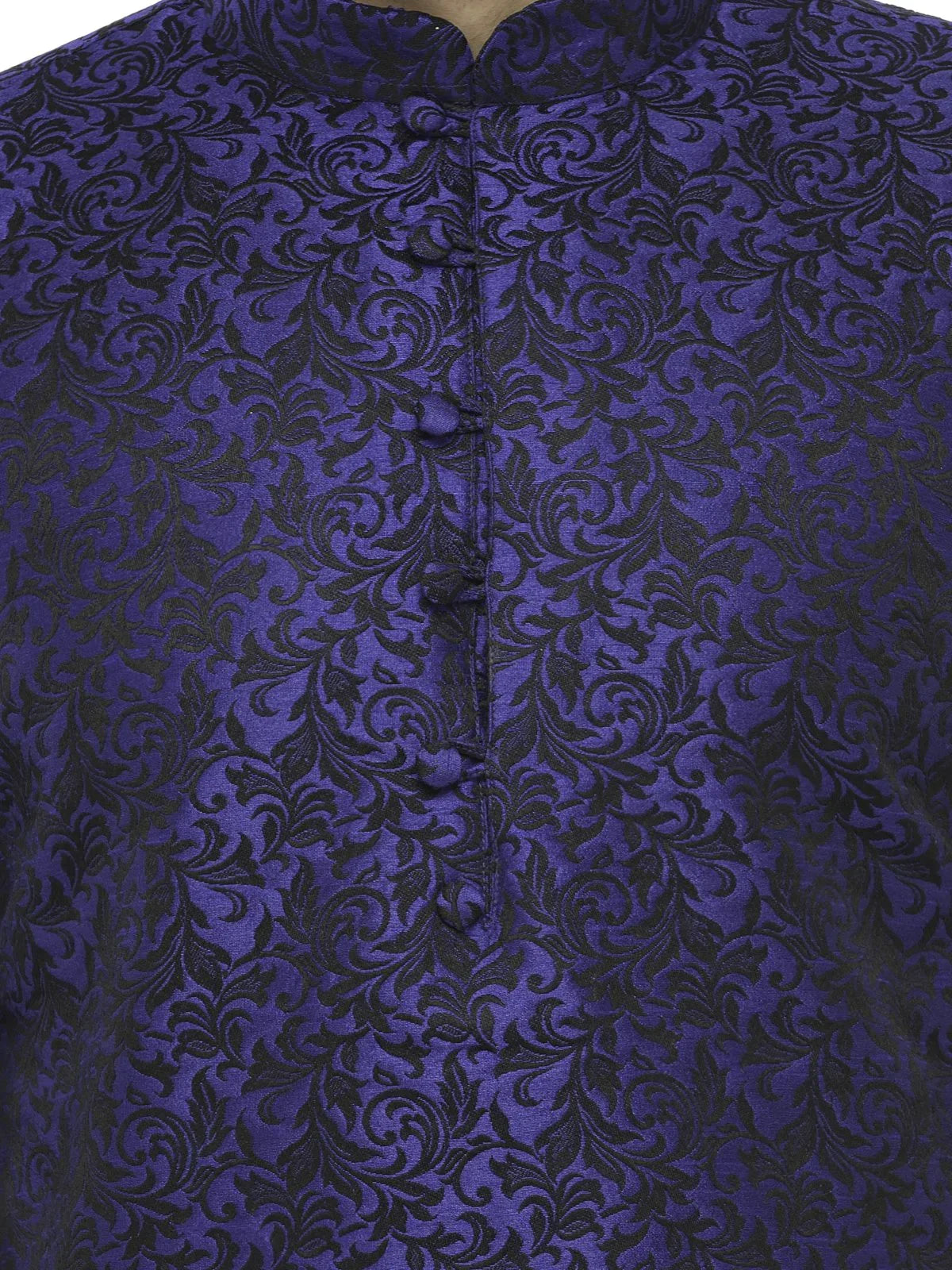 Jompers Men's Royal Blue & Black Self Design Kurta with Churidar | Grocsy
