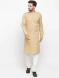 Jompers Men's Beige & White Solid Kurta with Churidar | Grocsy