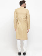 Jompers Men's Beige & White Solid Kurta with Churidar | Grocsy