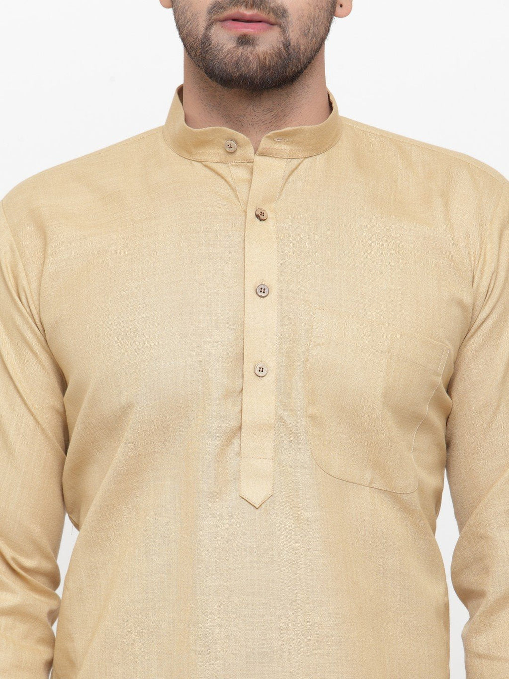 Jompers Men's Beige & White Solid Kurta with Churidar | Grocsy