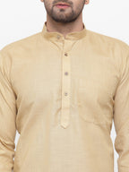 Jompers Men's Beige & White Solid Kurta with Churidar | Grocsy