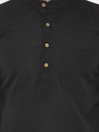 Jompers Men's Black & White Solid Kurta with Churidar | Grocsy