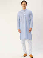 Jompers Men's Beautiful Blue Cotton Solid Kurta Only | Grocsy