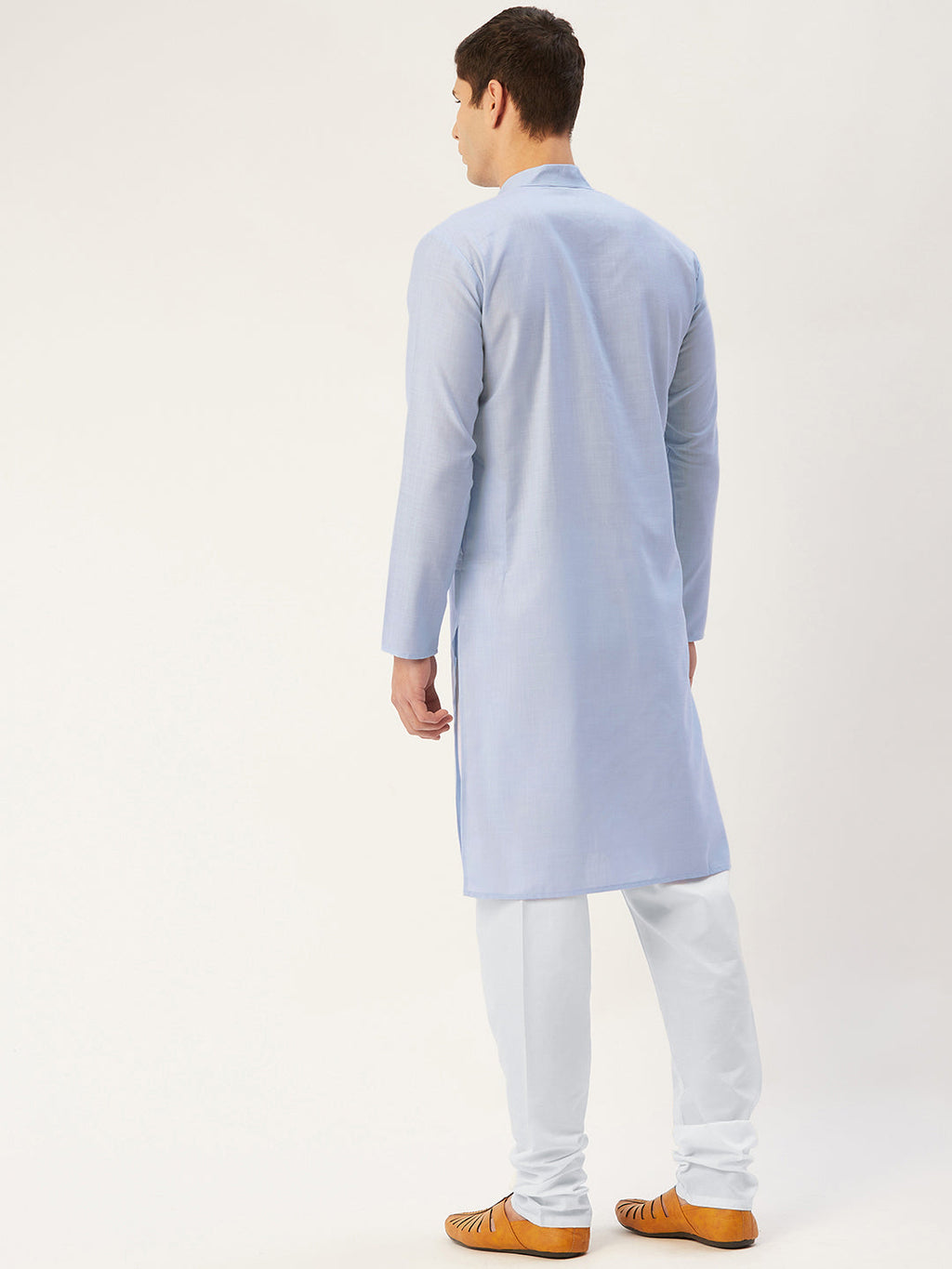 Jompers Men's Blue Cotton Solid Kurta Pyjama | Grocsy