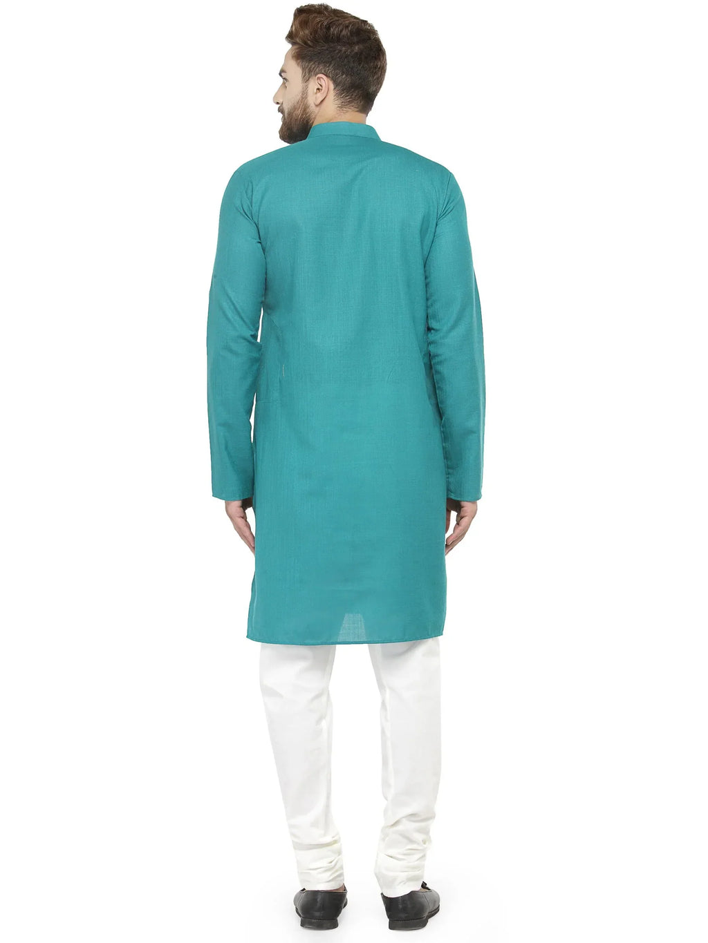 Jompers Men's Green & White Solid Kurta with Churidar | Grocsy