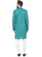 Jompers Men's Green & White Solid Kurta with Churidar | Grocsy