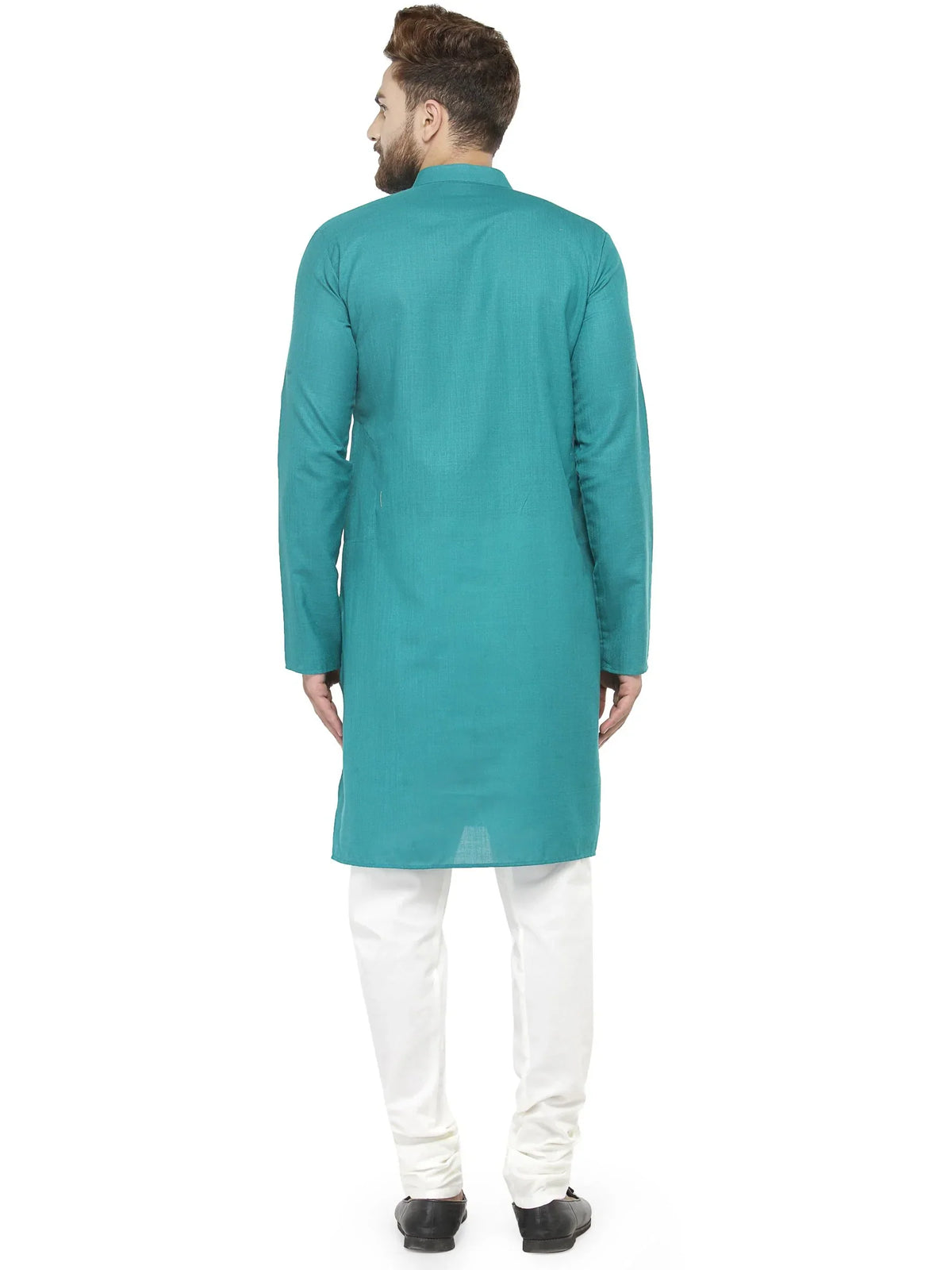 Jompers Men's Green & White Solid Kurta with Churidar | Grocsy