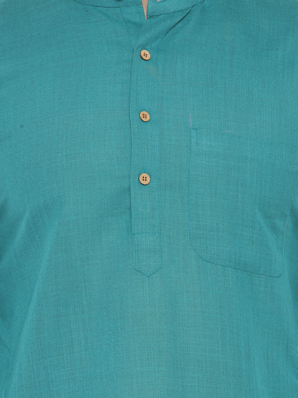 Jompers Men's Green & White Solid Kurta with Churidar | Grocsy