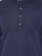 Jompers Men's Navy Blue & White Solid Kurta with Churidar | Grocsy