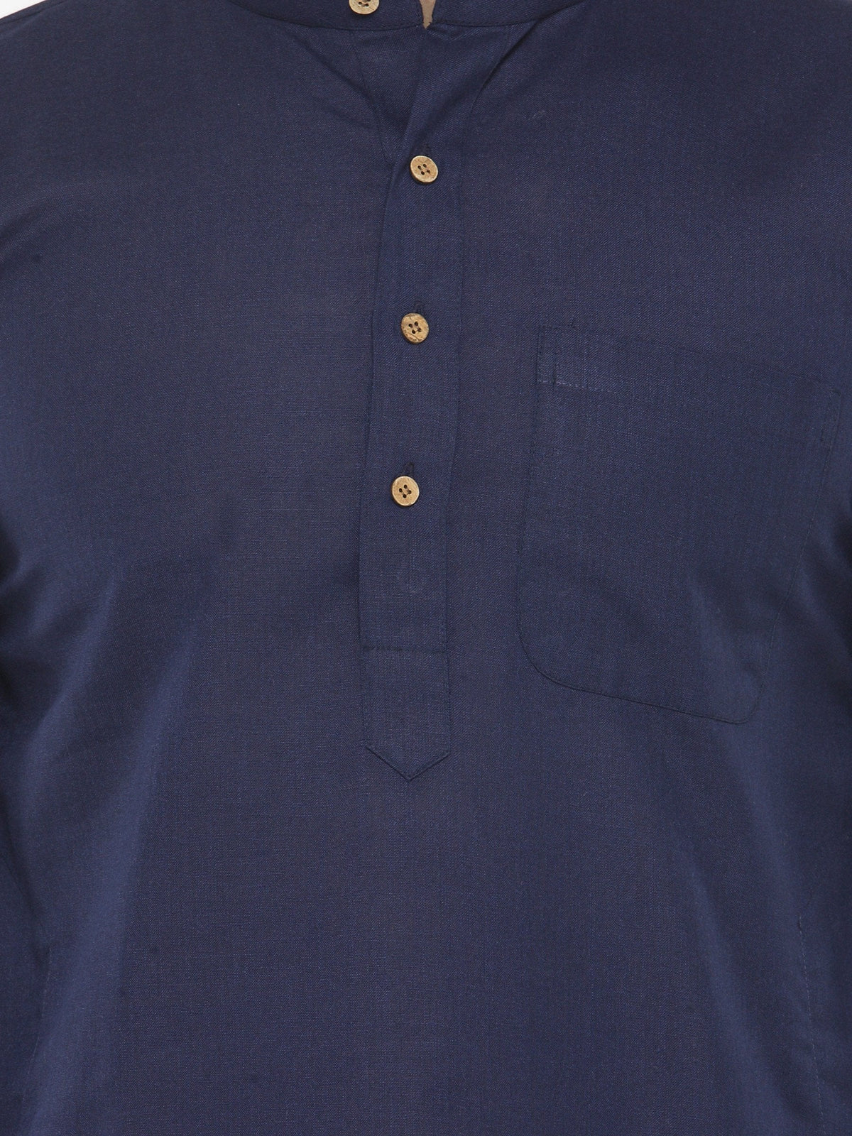 Jompers Men's Navy Blue & White Solid Kurta with Churidar | Grocsy