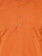 Jompers Men's Orange & White Solid Kurta with Churidar | Grocsy