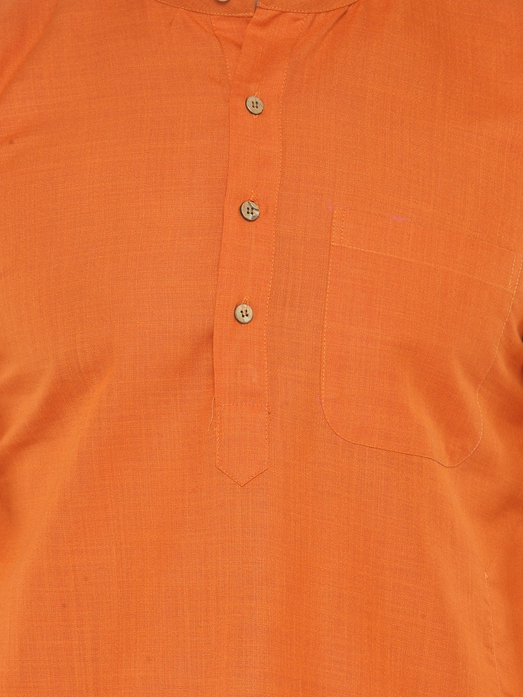Jompers Men's Orange & White Solid Kurta with Churidar | Grocsy