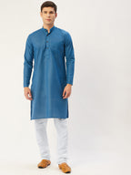 Jompers Men's peacock Cotton Solid Kurta Pyjama | Grocsy