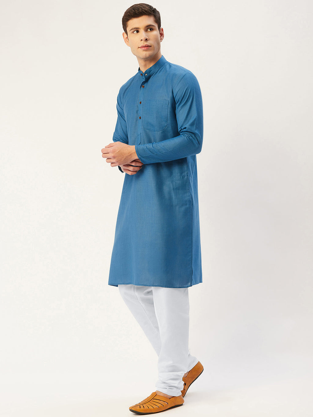Jompers Men's peacock Cotton Solid Kurta Pyjama | Grocsy