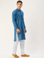 Jompers Men's peacock Cotton Solid Kurta Pyjama | Grocsy