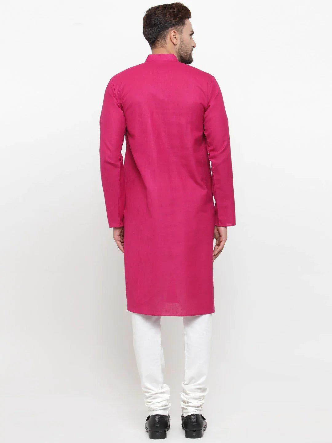 Jompers Men's Pink & White Solid Kurta with Churidar | Grocsy