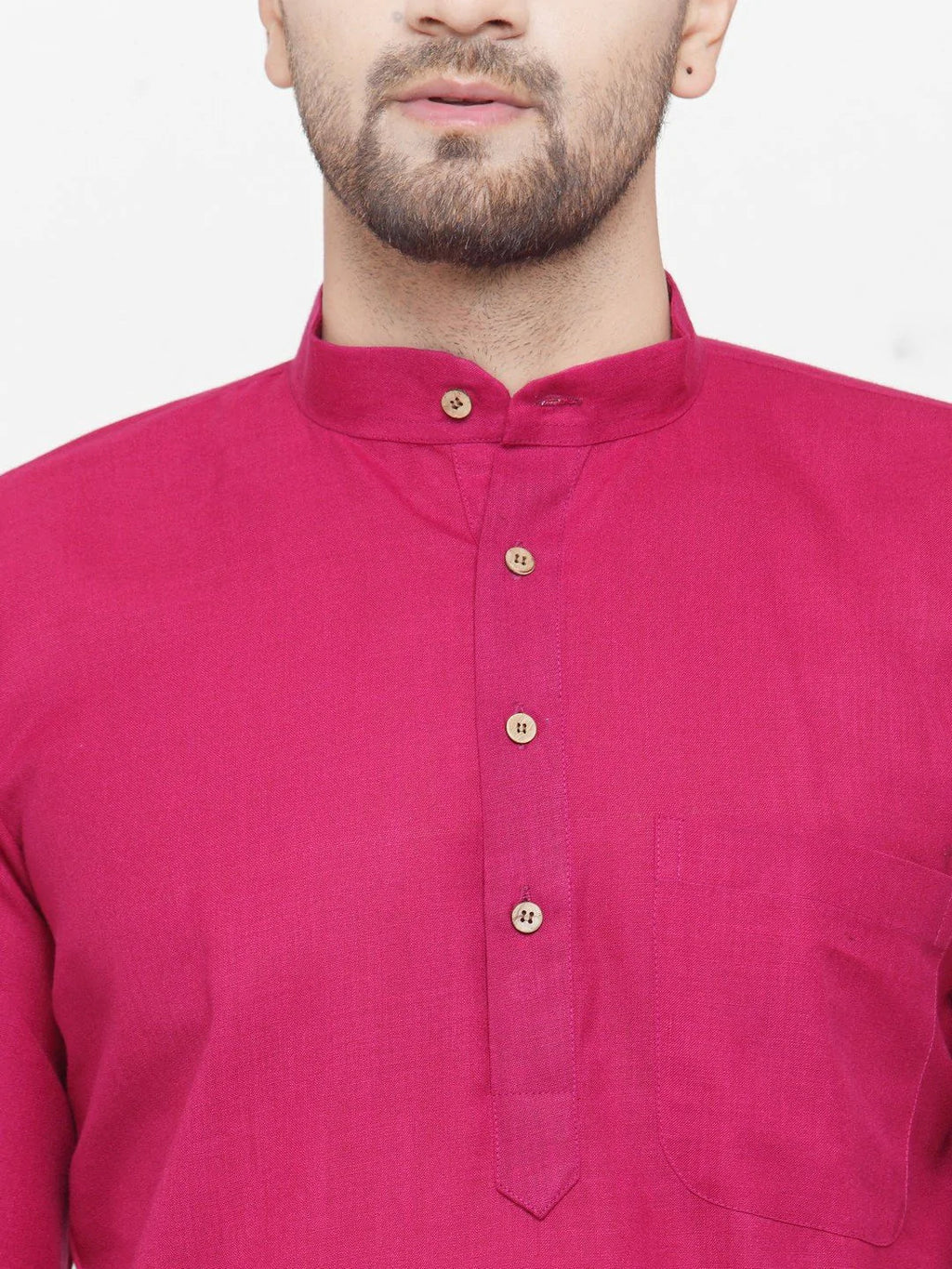 Jompers Men's Pink & White Solid Kurta with Churidar | Grocsy