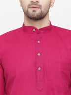 Jompers Men's Pink & White Solid Kurta with Churidar | Grocsy