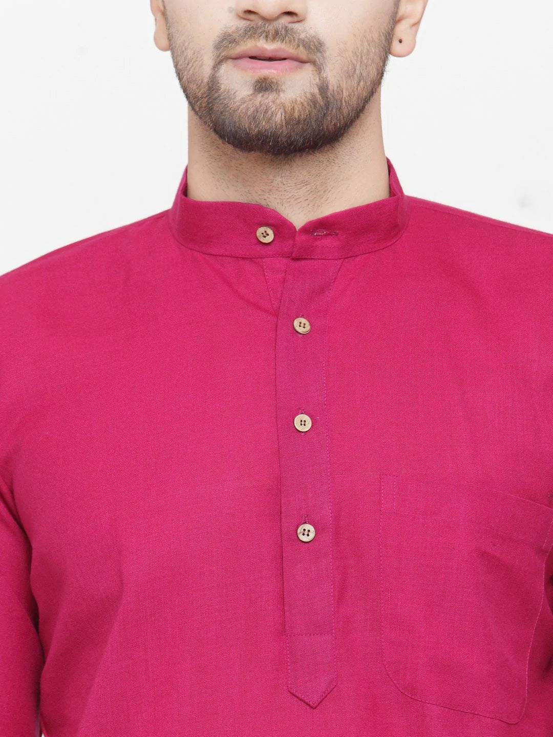 Jompers Men's Pink & White Solid Kurta with Churidar | Grocsy