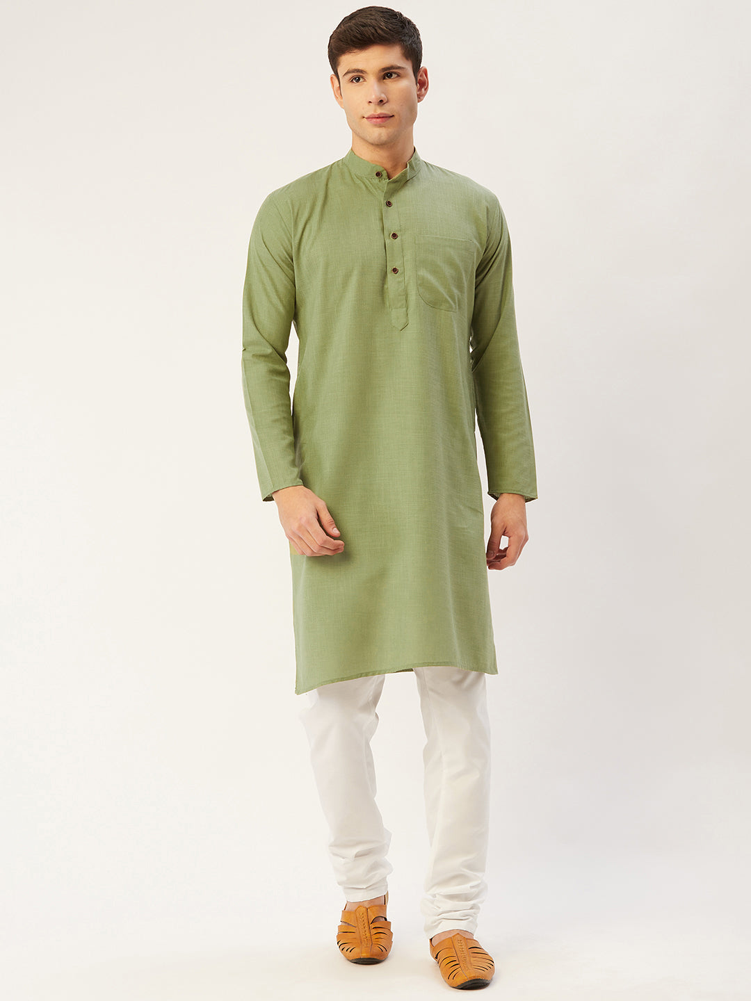 Jompers Men's Pista Cotton Solid Kurta Only | Grocsy