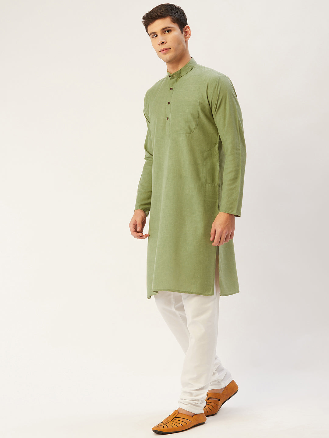 Jompers Men's Pista Cotton Solid Kurta Pyjama | Grocsy
