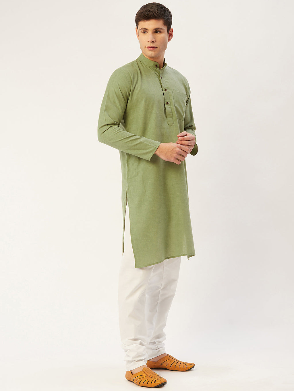 Jompers Men's Pista Cotton Solid Kurta Only | Grocsy